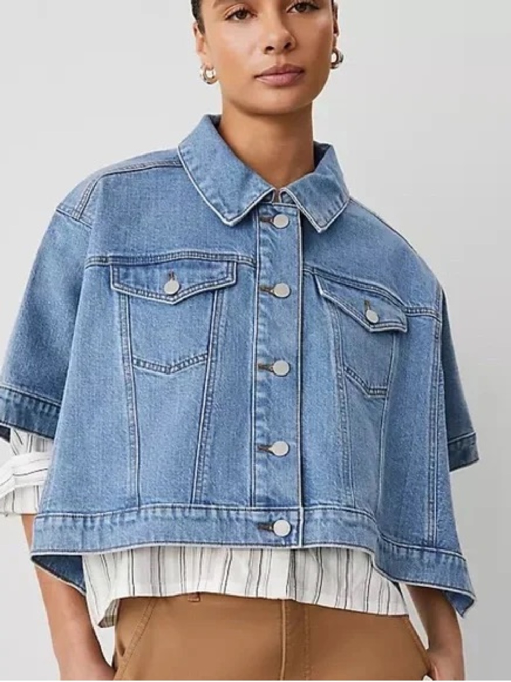 Ann Taylor Light Blue Denim Cape. Jacket. NEVER WORN. New!